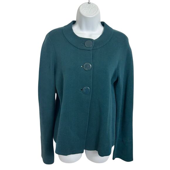 Talbots Teal Cardigan Sweater Size Small Big Button Front Long-Sleeve - Picture 6 of 6